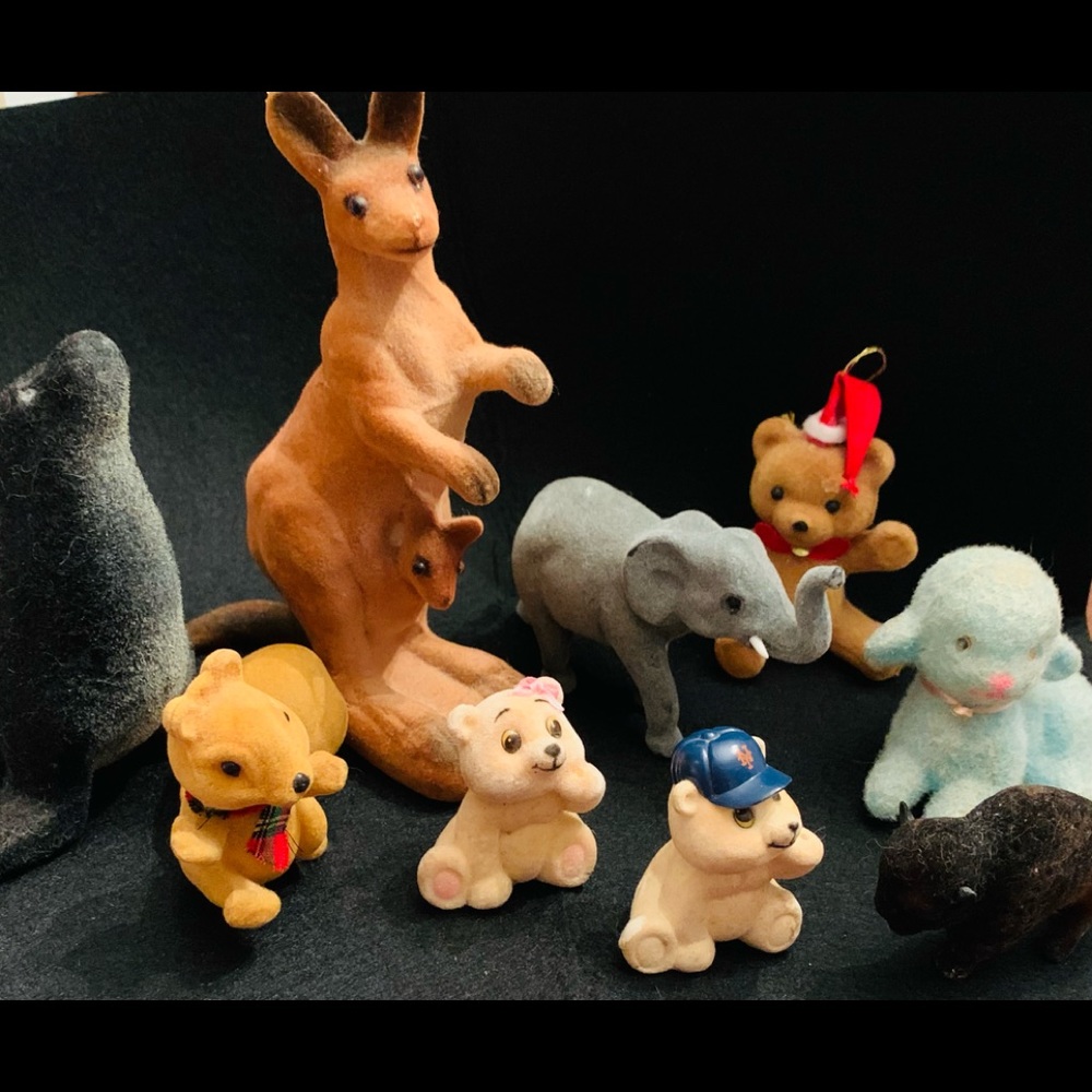 Vintage velvet felt animal menagerie lot of 8